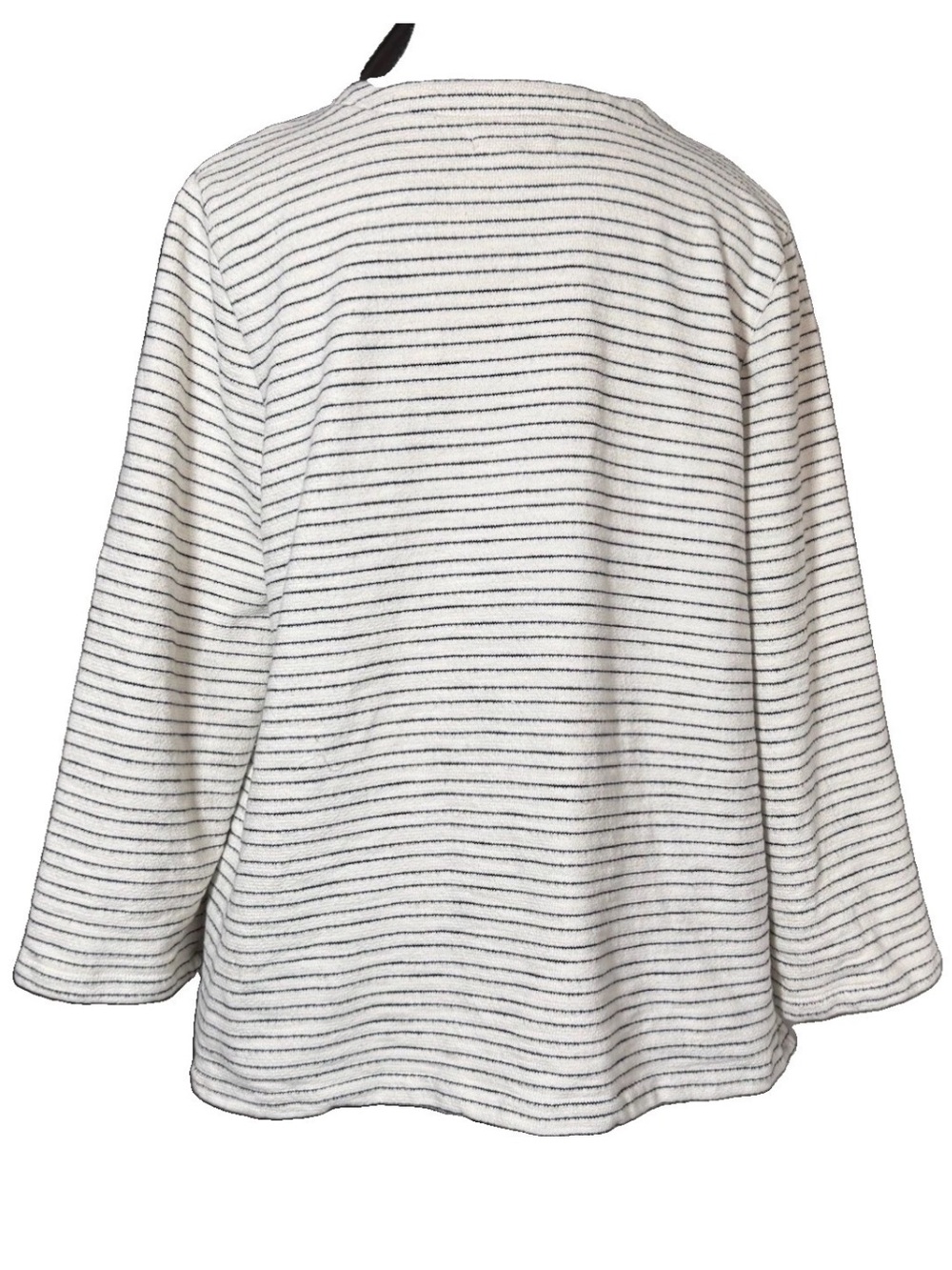 Madewell Striped Lace Up Pullover Top Women Large Cream Black Cotton Coastal - Picture 5 of 9